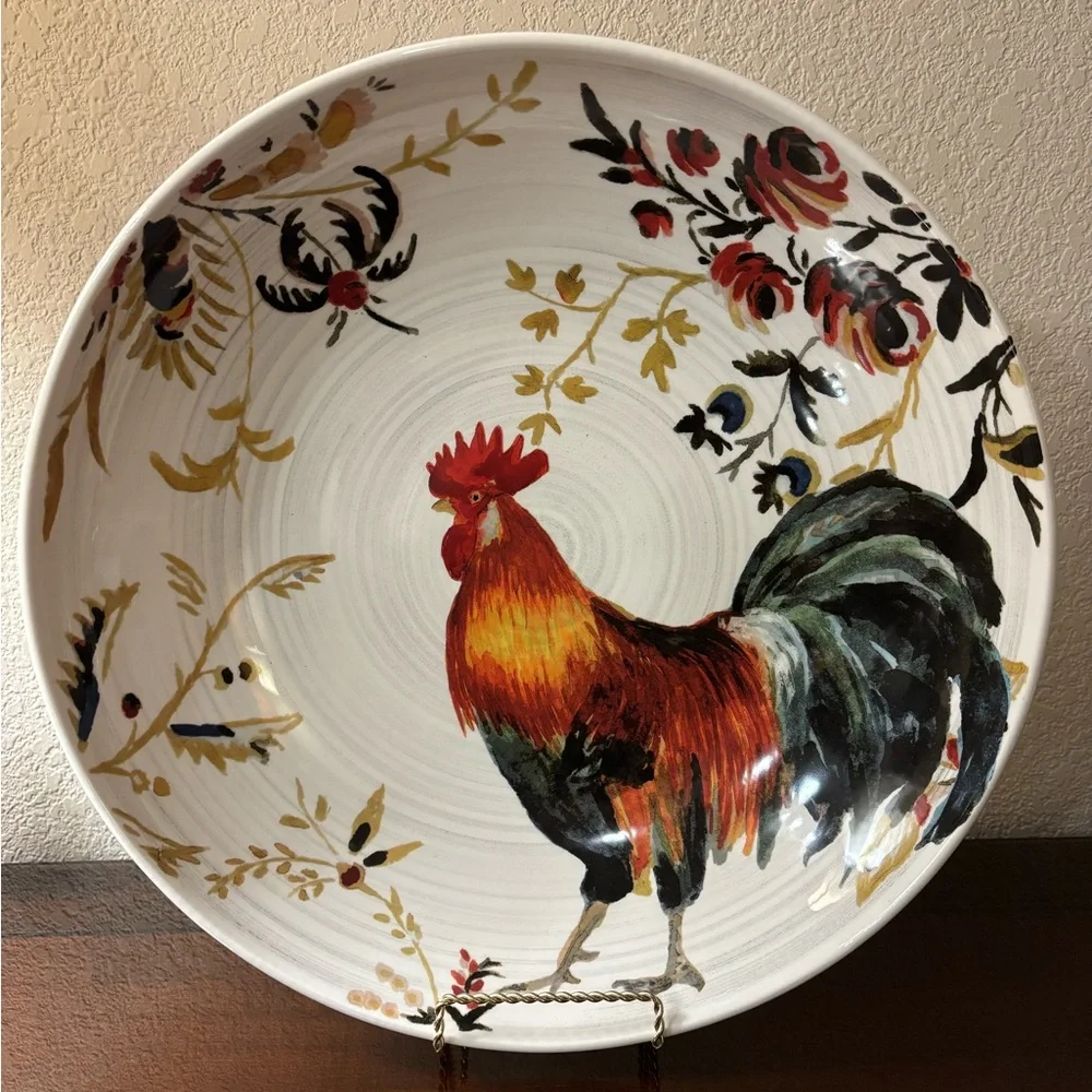 Vintage Williams‎ Sonoma Rooster Francais Colorful Rooster Decorative Large Bowl